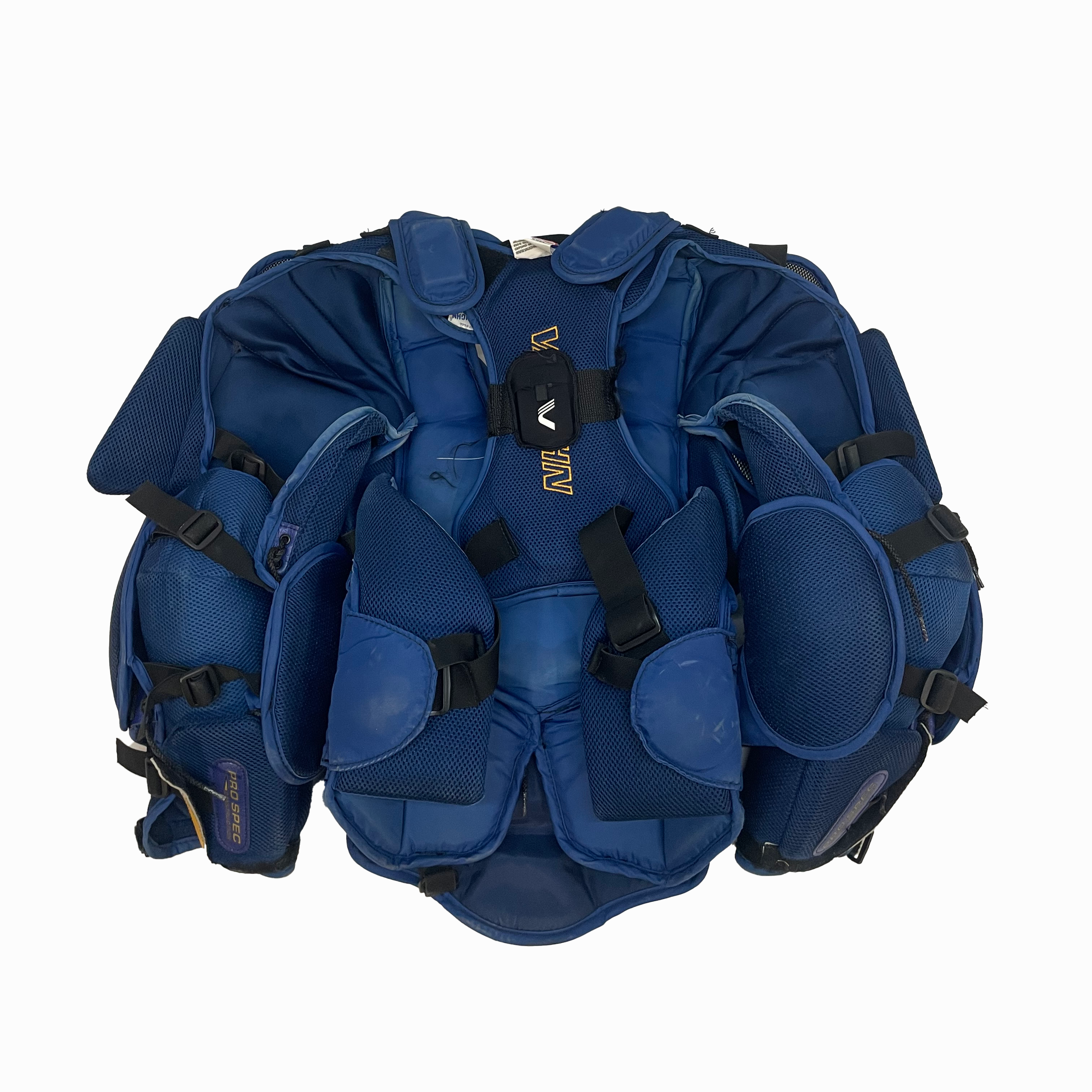 Vaughn Ventus SLR2 Pro Carbon – Plastron de gardien de but Pro Stock d'occasion (bleu/jaune)